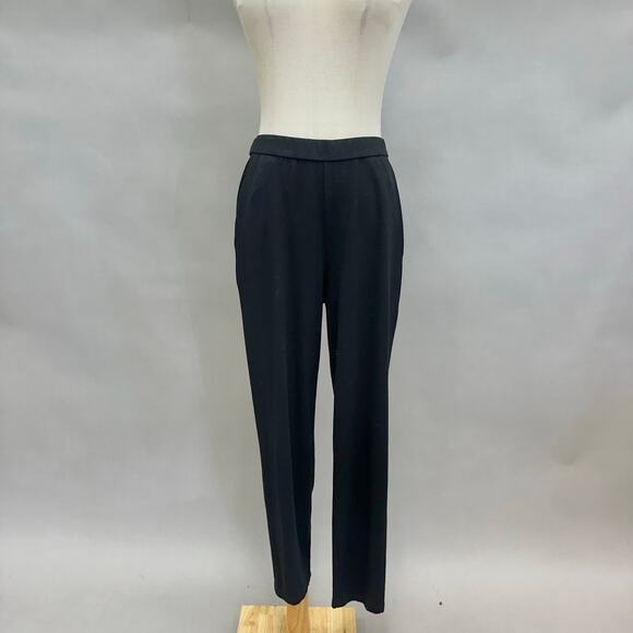 Eileen Fisher System Black Stretch Jersey Knit Straight Leg Pant Size Small - Picture 2 of 14